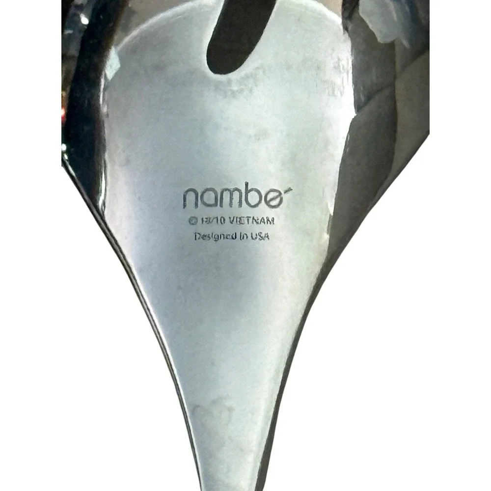 Nambe‎ Bend 3 Piece Stainless Steel Serving Set Spoon Slotted Spoon Meat Fork